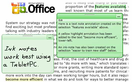 CAF_StickyNote Highlight, text and ink sticky note annotations.