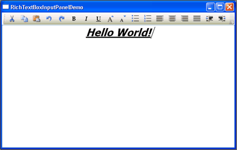 RichTextBox with ToolBar showing formatting buttons for Bold, Italic, and Underline