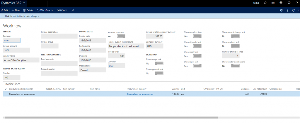 Workflow page.