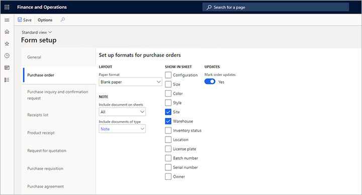 Form setup page Form setup page.