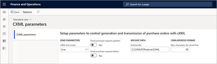 cXML parameters page cXML parameters page.