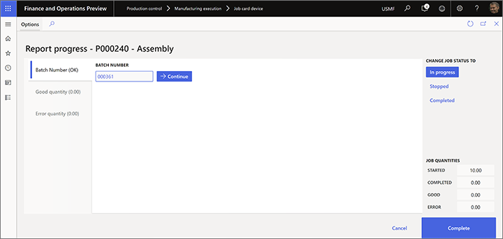 Report progress page with a fixed batch number Report progress page with a fixed batch number.