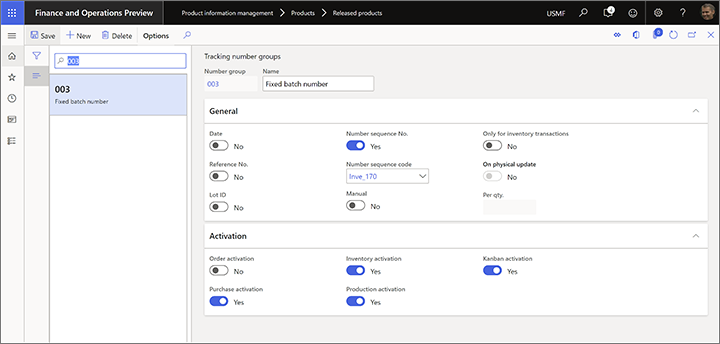 A tracking number group for fixed batch numbers A tracking number group for fixed batch numbers.