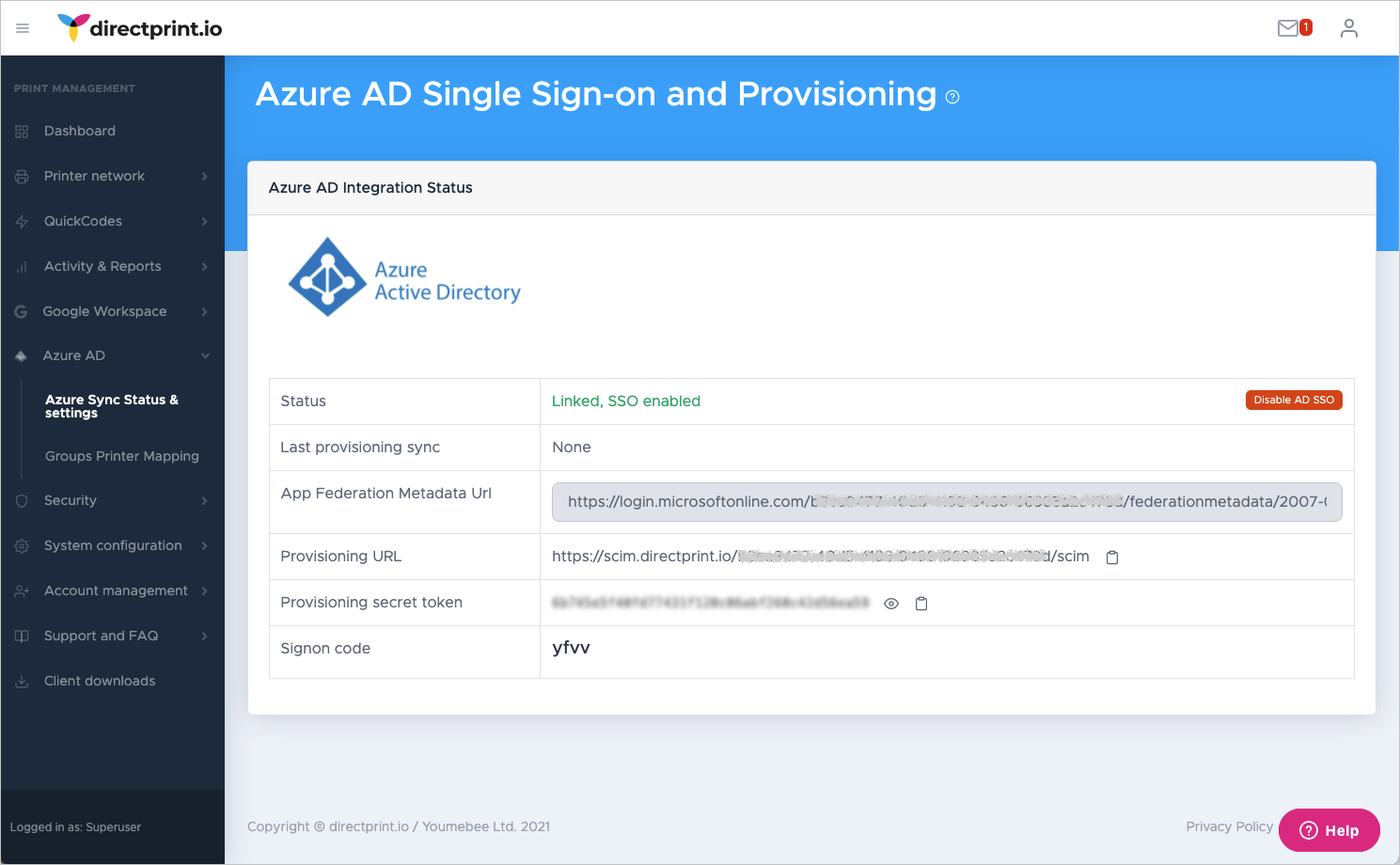 Provisioning Tenant URL and Provision secret