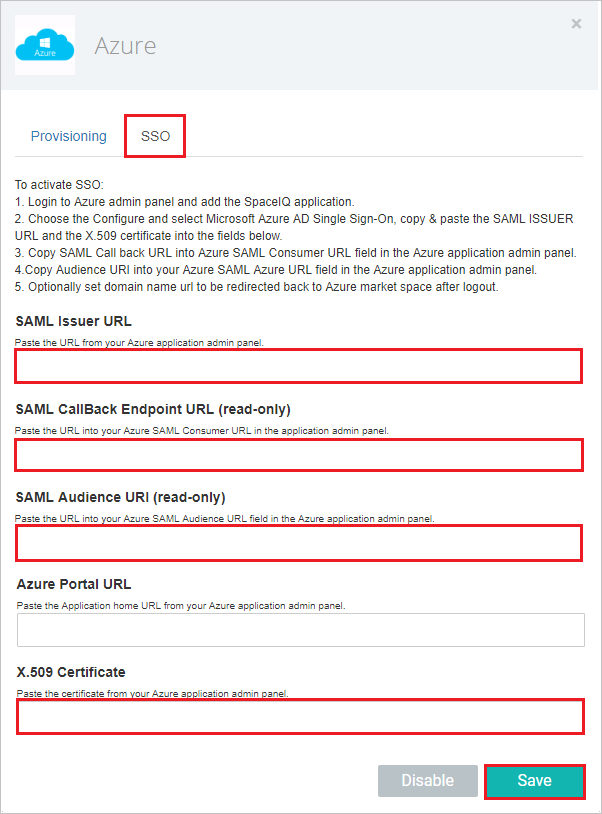 SAML Authentication Settings