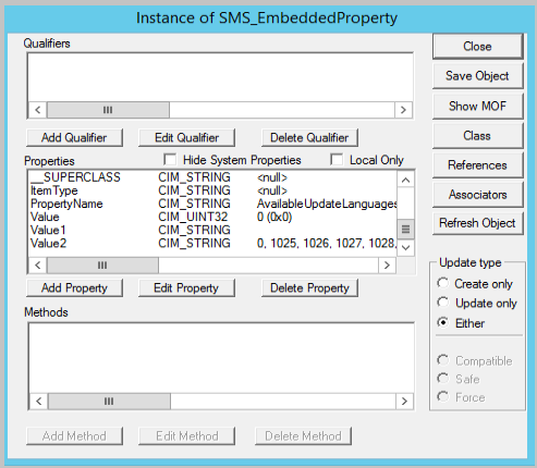 Screenshot of editing the Value2 property