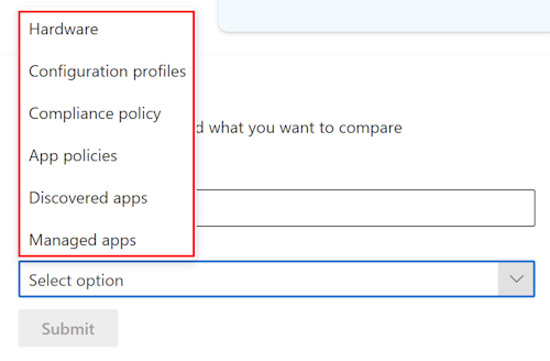 Screenshot that shows the Copilot comparison prompt after you select any device in Microsoft Intune and Intune admin center.