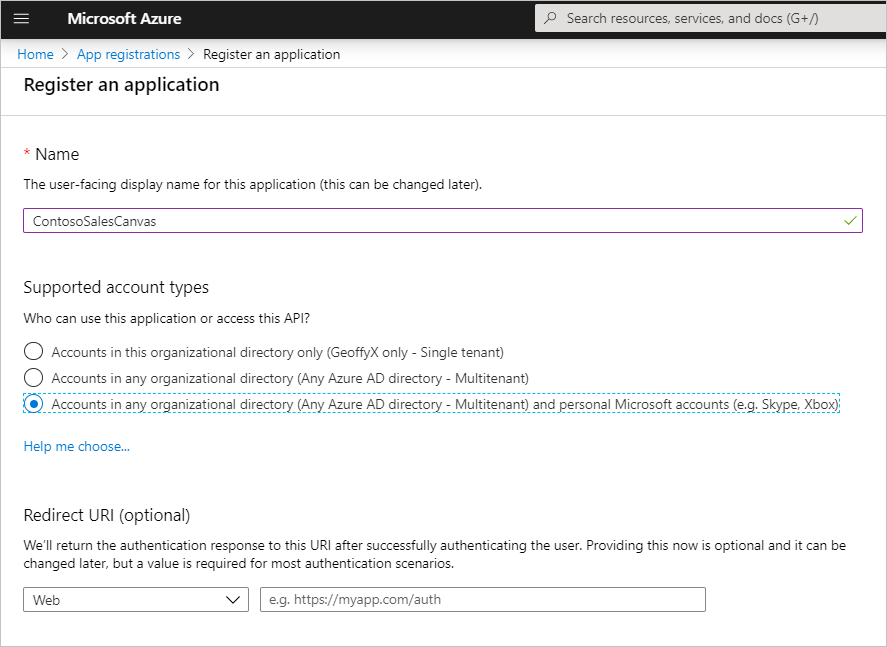 Screenshot showing the registration form.