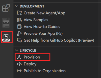 Screenshot shows the provisioning commands.