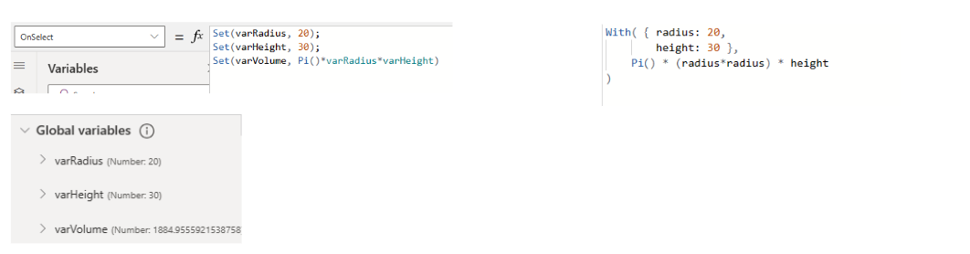 Snimka zaslona Power FX formule koja koristi funkciju With.