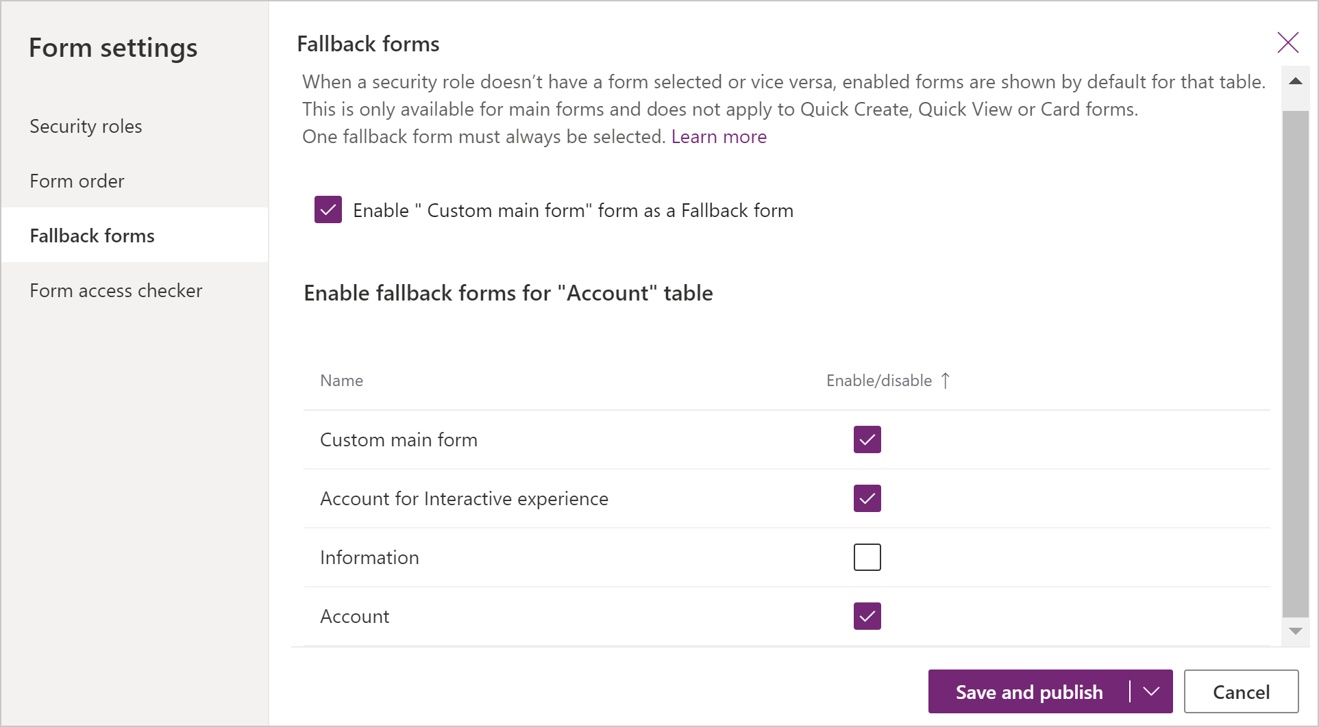 Redoslijed postavki obrasca.