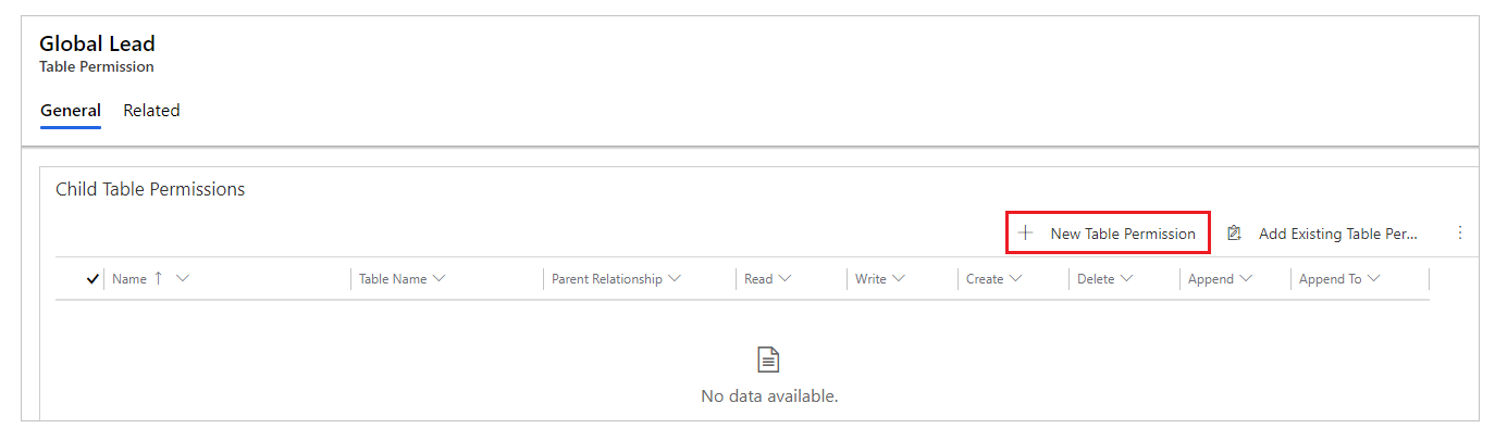 Dodajte podređene dozvole globalnoj dozvoli za potencijalne klijente.