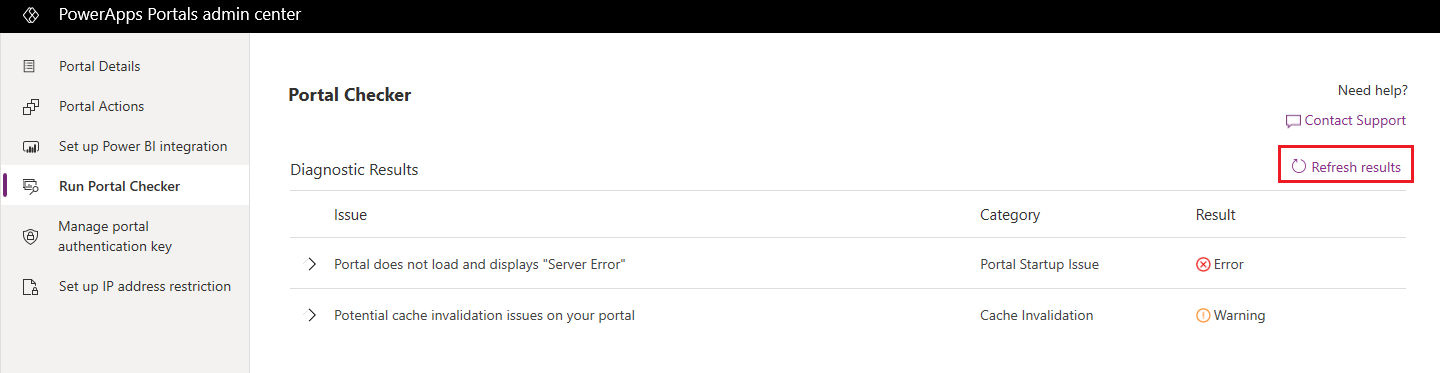 Osvježavanje rezultata dijagnostike.
