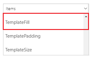 Odaberite svojstvo TemplateFill.