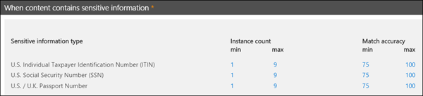 Instance count and match accuracy configuration.