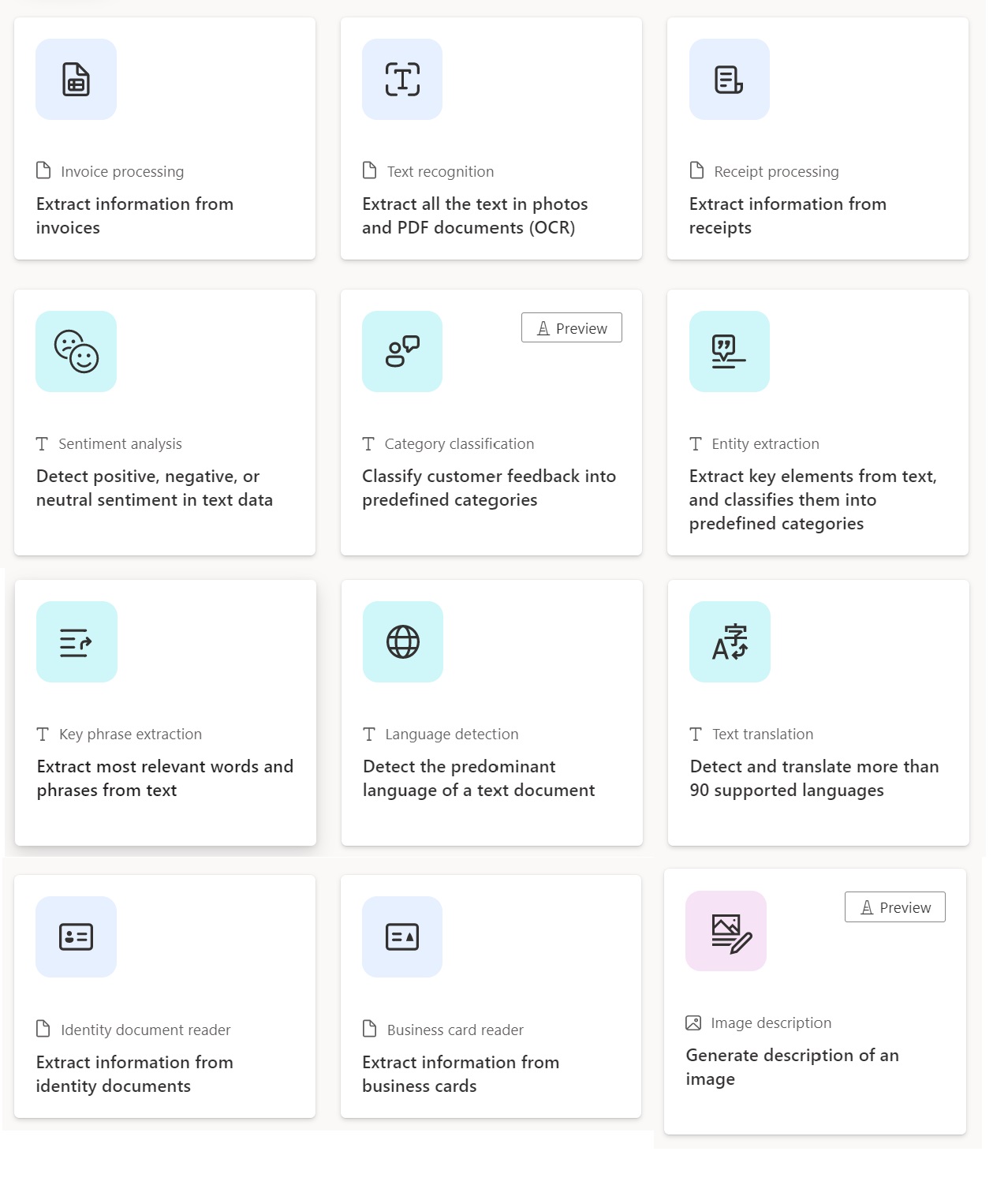 AI Builder prebuilt models.