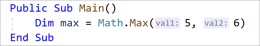 Inline Parameter Name Hints for Visual Basic