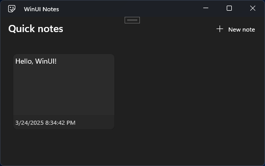 The notes app UI with a dark background and dark note template.