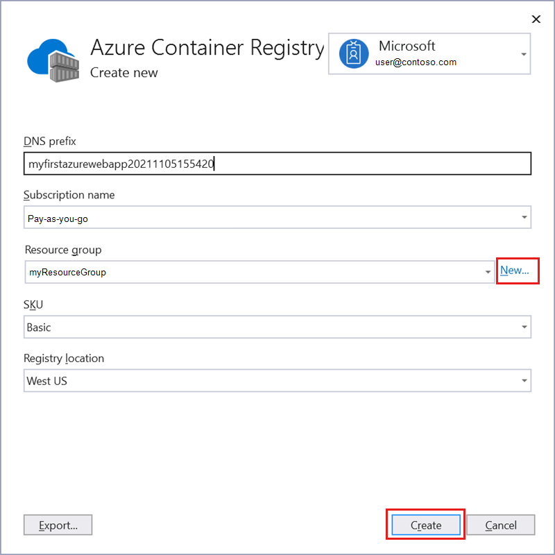 Képernyőkép az Azure Container Registry adatairól.