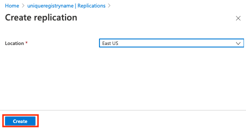 Replikáció létrehozásának felhasználói felülete az Azure Portalon
