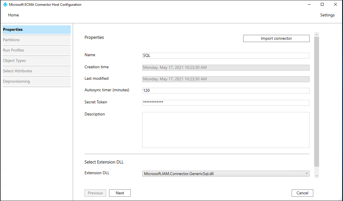 Screenshot that shows entering properties.