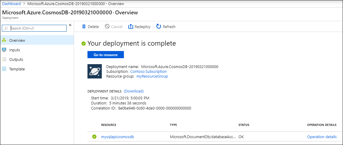 Screenshot shows that your deployment is complete.