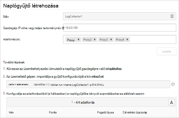 A Futtatás parancs másolása a naplógyűjtő varázslóból.