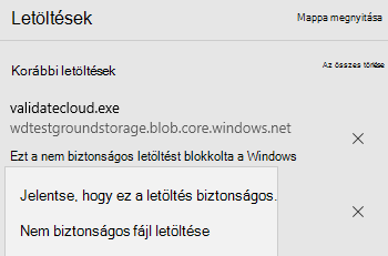 Listák a letöltést nem biztonságosként, de lehetőséget biztosít a letöltés folytatására