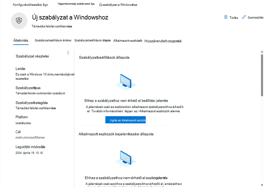 Képernyőkép a Microsoft Defender XDR több-bérlős felügyeletének szabályzatoldaláról.