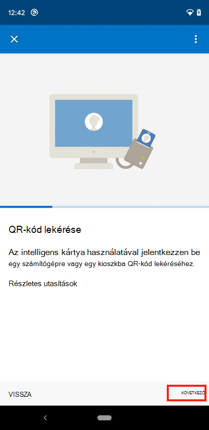 Példa képernyőkép a Céges portál QR-kód lekérése képernyőről.