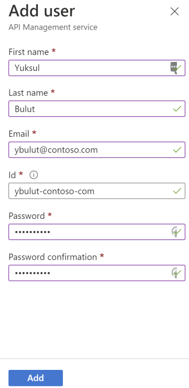 Képernyőkép arról, hogyan vehet fel felhasználót az Azure Portalon.