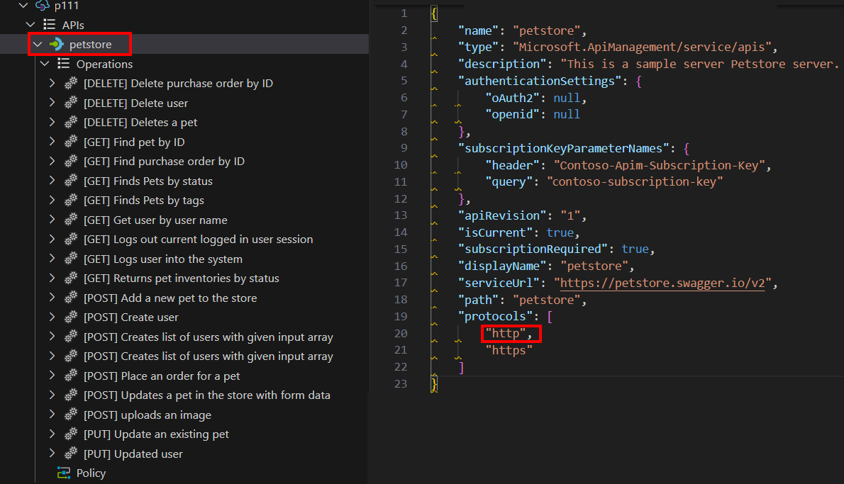 Képernyőkép a JSON leírásának szerkesztéséről a Visual Studio Code-ban.
