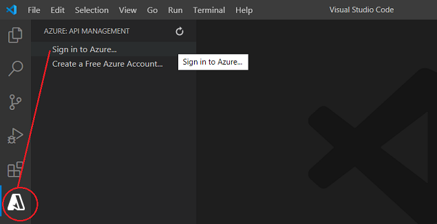 Jelentkezzen be az Azure-ba a VS Code API Management bővítményéből