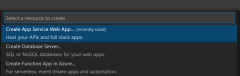 Képernyőkép a VS Code új webalkalmazás létrehozása elemének kiválasztásához használt párbeszédpaneléről.