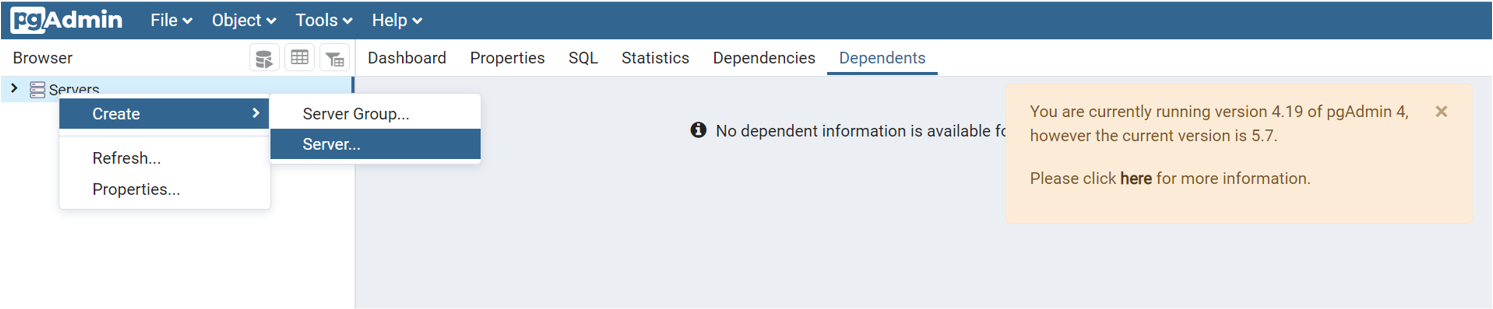 Képernyőkép az Azure Database for PostgreSQL-kiszolgálóhoz való csatlakozás folyamatról a P G felügyeleti eszköz használatával.