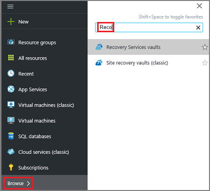 Képernyőkép az Azure Portal Tallózás lehetőségéről