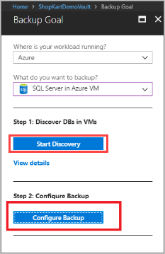 Biztonsági mentési cél – SQL Server az Azure-beli virtuális gépen