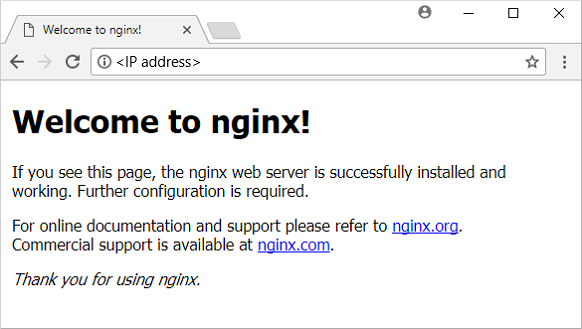 Az NGINX webhely most már megfelelően betöltődik
