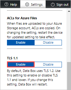 Képernyőkép a TLS 1.1 engedélyezéséről