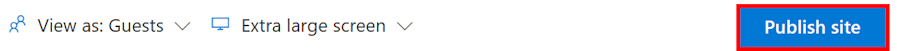 Képernyőkép a webhely közzététele gombról a fejlesztői portálon.