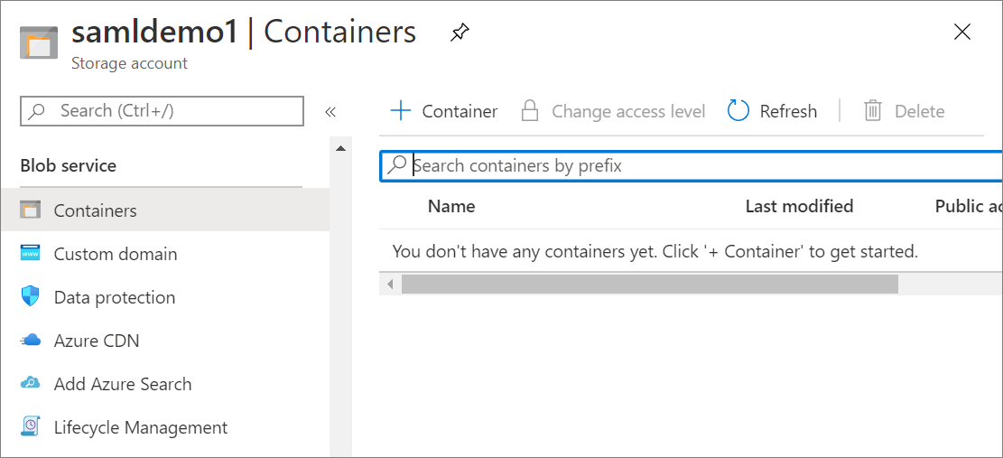 Blob Storage-tároló létrehozása bemenethez