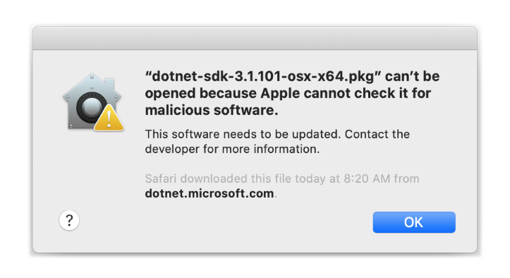 macOS Catalina notarizációs riasztás