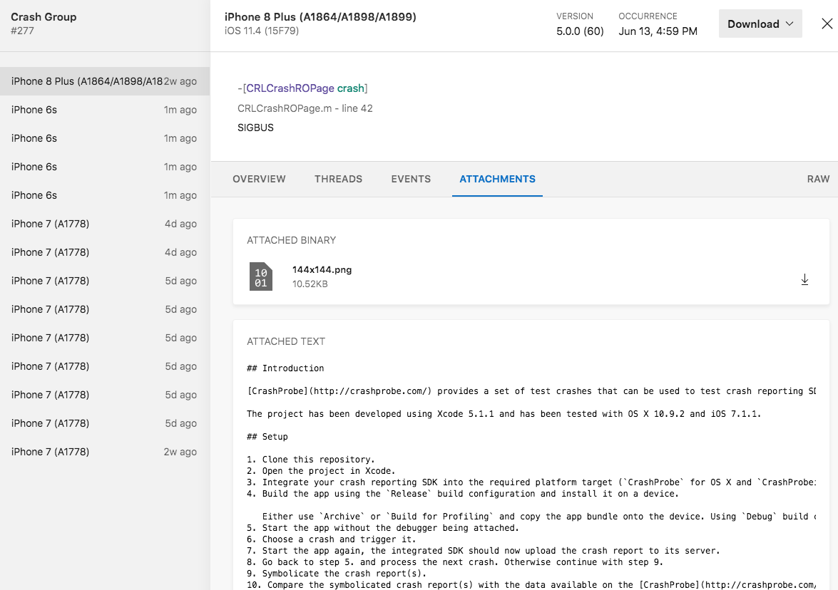 Az App Center lehetővé teszi mellékletek hozzáadását az összeomlási és hibajelentésekhez