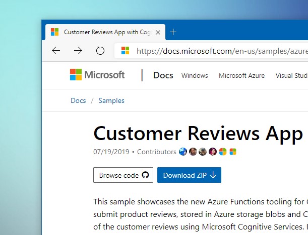 A minta ZIP-fájljának letöltését bemutató gomb
