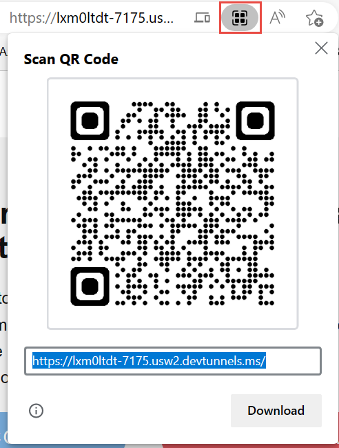 QR-kód és gomb a kiemelés létrehozásához.