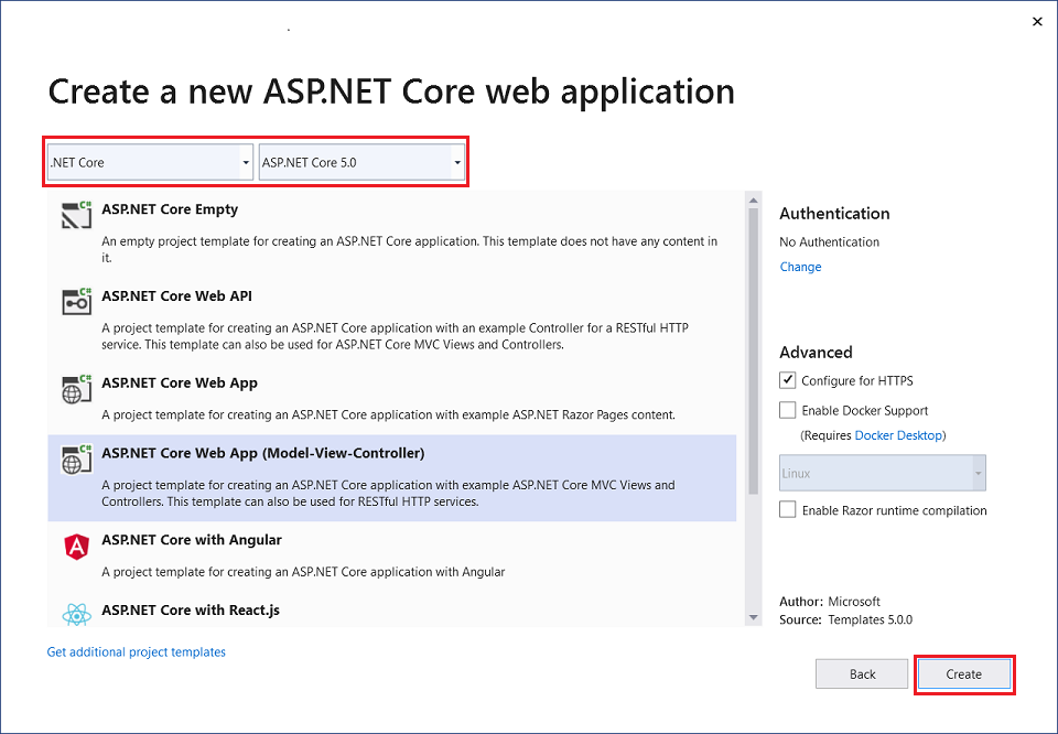 Create a new ASP.NET Core web application