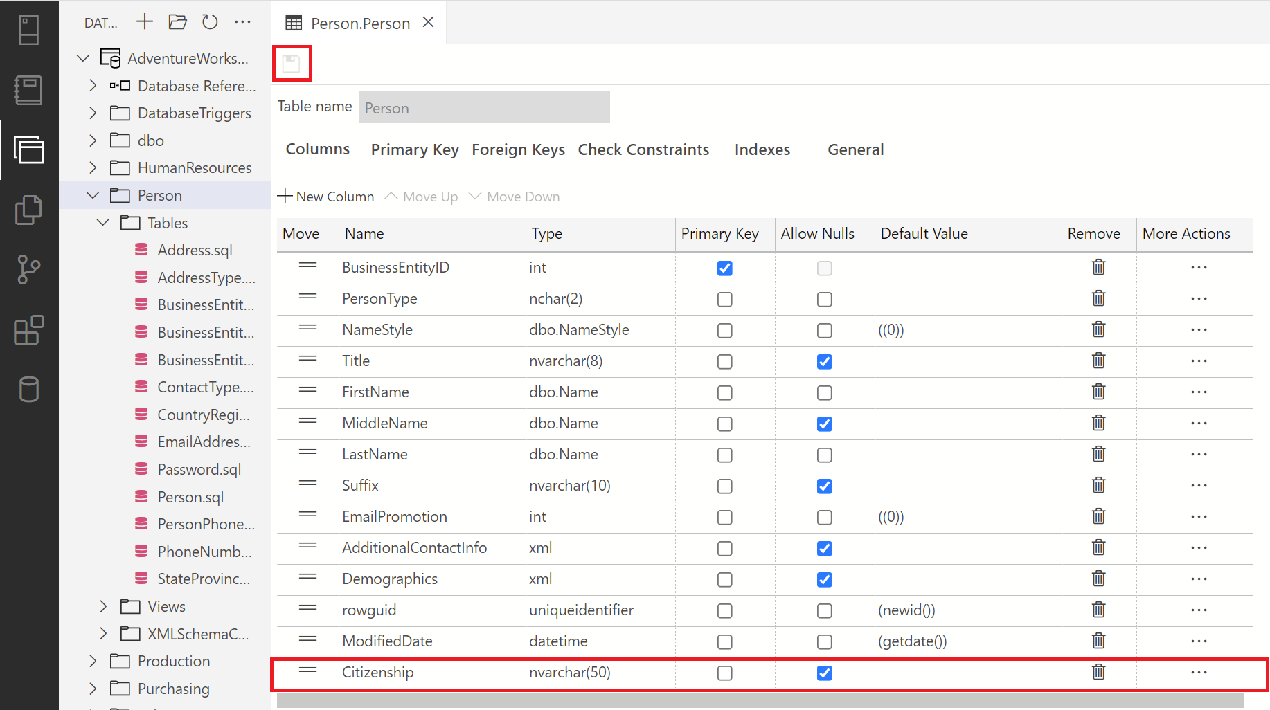 Képernyőkép az Azure Data Studio-ról, amelyen az SQL Database-projektek módosításainak közzététele látható.