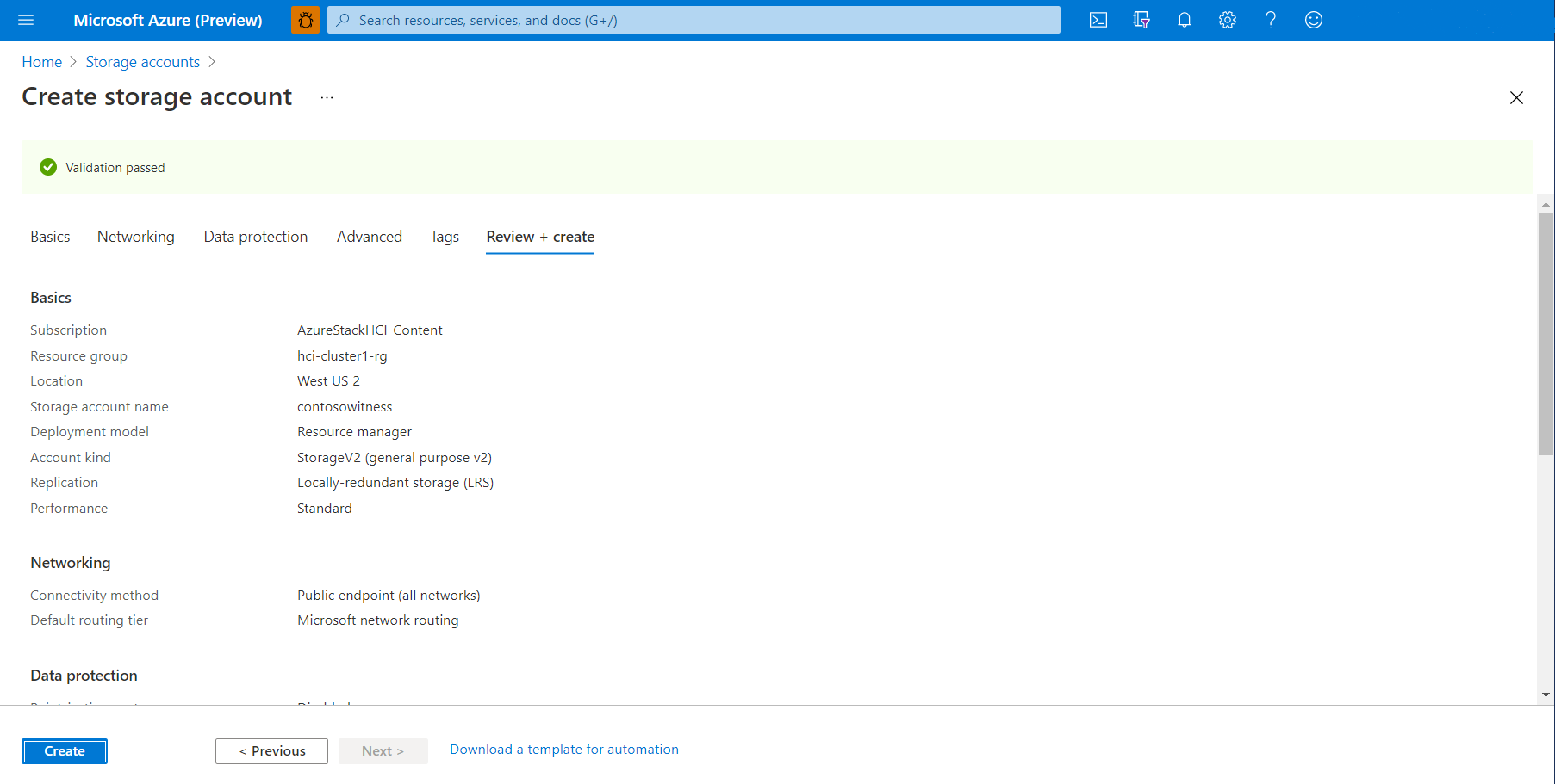 Azure Storage-fiók érvényesítése