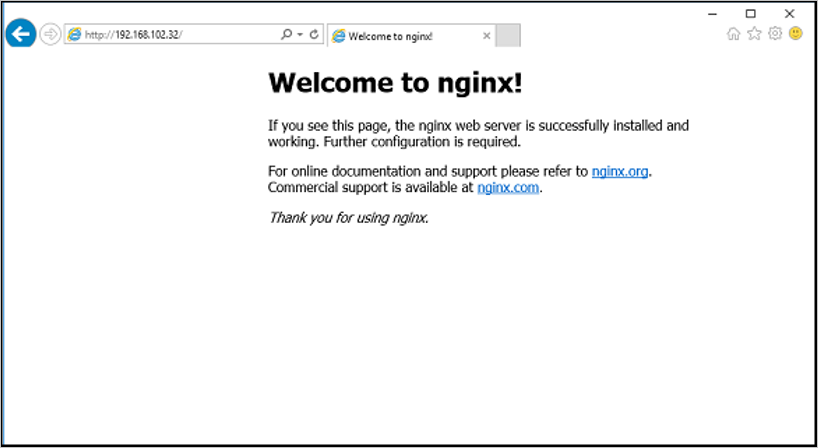 Az NGINX webkiszolgáló kezdőlapja