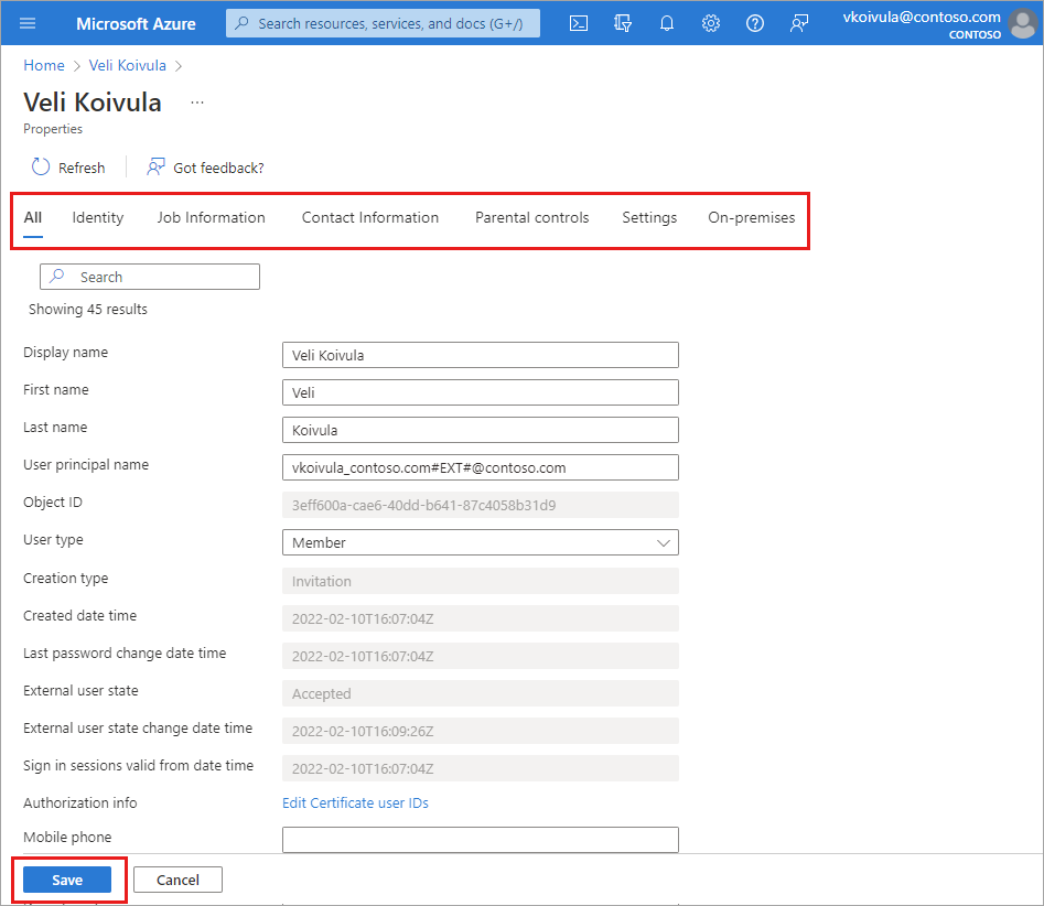 Felhasználói profil adatainak hozzáadása vagy frissítése – Azure AD -  Microsoft Entra | Microsoft Learn